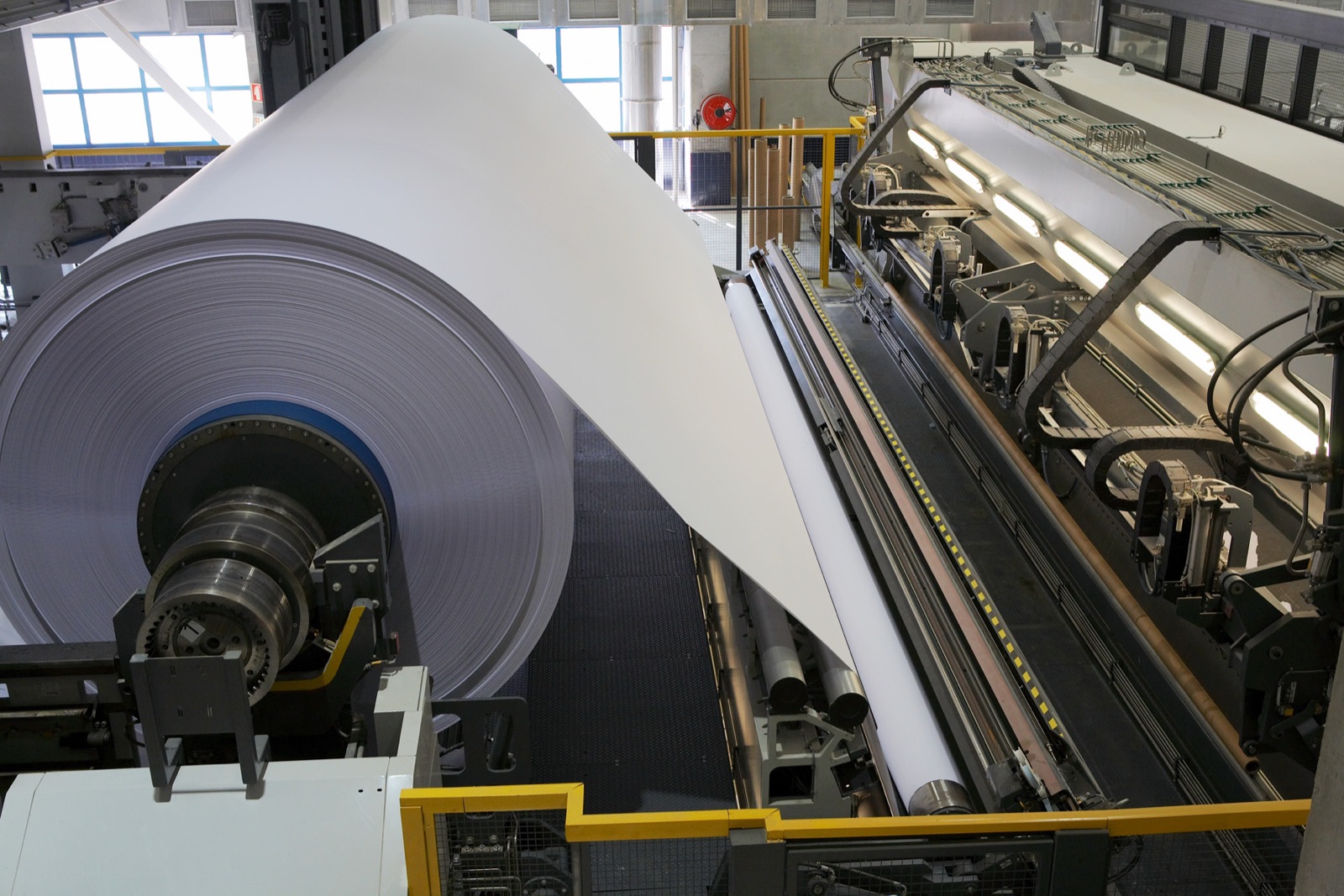 Paper rolls on a finishing line